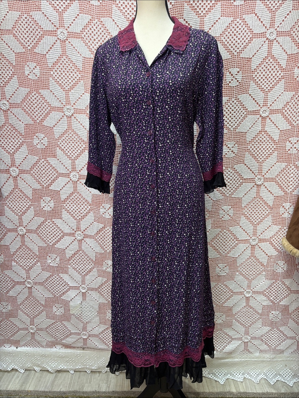 Vintage April Cornell Floral Duster Dress Sz M